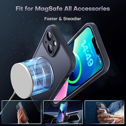 TOCOL Magnetic for iPhone 13 Case, Upgraded Full Camera Protection, Fit for MagSafe, Rugged Phone Case for iPhone 13 6.1 Inch, Drop Protection, Anti-Scratch, Black thumbnail 3