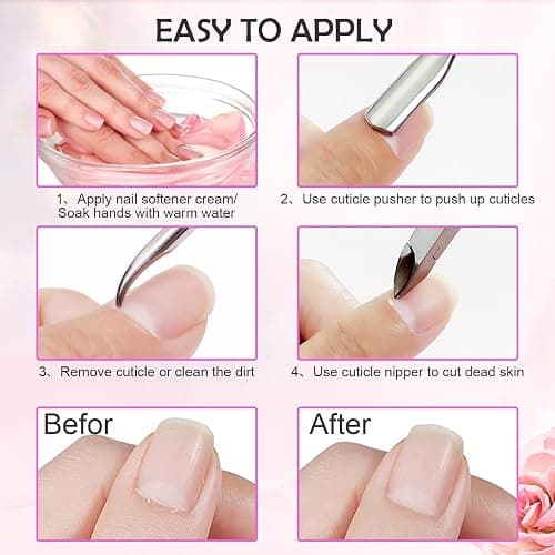 Makartt Cuticle Trimmer with Cuticle Pusher, 3 PCS Pink Nail Cuticle Nipper Professional Pedicure Manicure Tools with Stainless Steel Dual End Pusher, Nail Scraper thumbnail 6