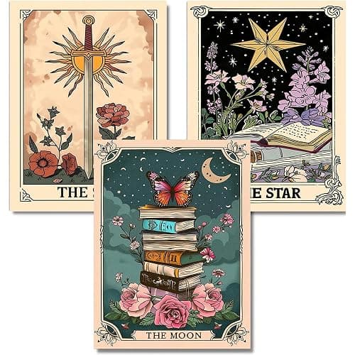3 Pack Tarot Diamond Art Kits for Adults,Sun Moon Star Diamond Painting Kit | 5D Diamond Art Paintings Kit for Beginners,Round Full Drill Diamond Dot Tools Kit,Extra Diamonds,DIY Craft Gift,12x16 Inch - Image 1