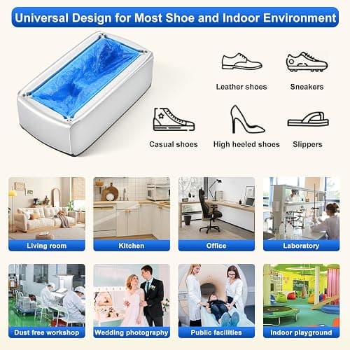LYSHIYI Shoe Cover Dispenser with 200pcs Disposable Shoe Covers, Automatic Shoe Cover Machine Fits shoes up to Men's size 12, Suitable for Home, Factory, Hospital (Silver) thumbnail 7