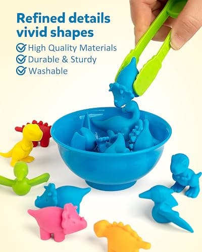 Coogam Counting Dinosaur Sorting Toy Set, Color Matching Classification Game, Montessori Fine Motor Skill Preschool Educational Montessori Learning Toys for 3 4 5 Years Old thumbnail 6
