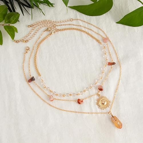 ONBRIG Layered Boho Necklaces for Women Gold Coin Pendant Necklaces Stackable Turquoise Choker Necklace for Women Western Jewelry thumbnail 7