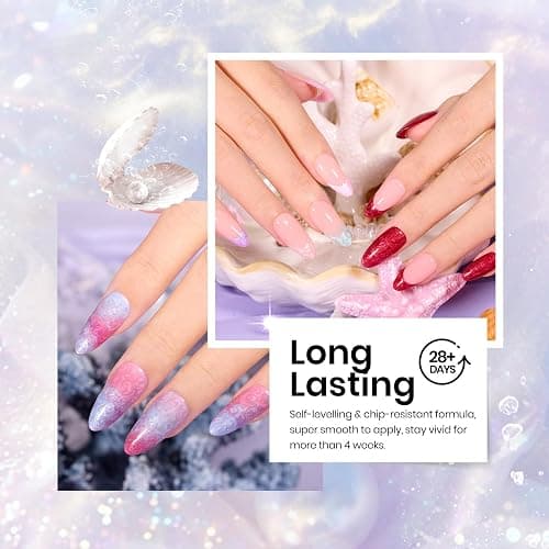 Beetles Pearl Gel Nail Polish Set - Ocean Treasures Gel Polish, 20 Colors Glitter Cat Eye Pink Red Mermaid Swirl Thread Effect Soak off UV Nail Gel for DIY Manicure Gift for Women thumbnail 6