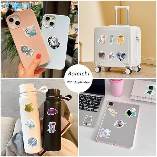 BOMICHI 240 Pcs Colorful Aesthetic Stickers for Scrapbooks,Cute Vinyl Stickers with 4 Different Colorful Themes for Water Bottles Laptop Stickers Skateboard Notebooks Phone Kindle thumbnail 5
