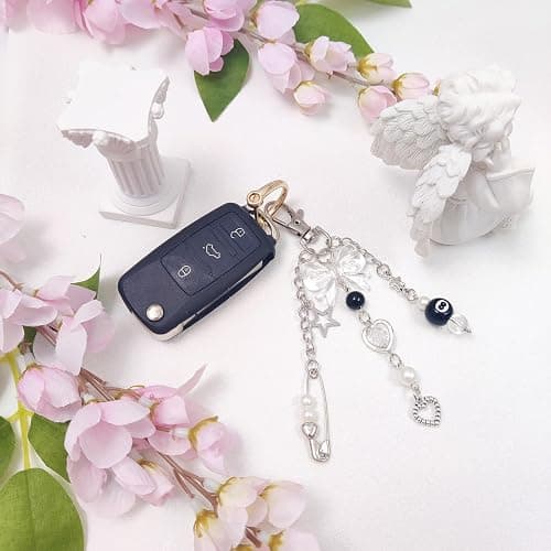 cioatu Y2K Aesthetic Keychains for Women Cute Flowers Star Cake Jellyfish Keychins Charms Kawaii Bag Purse Decor thumbnail 3