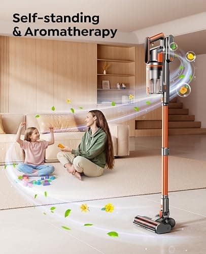 Cordless Vacuum Cleaner 50KPA/600W/65 Mins Cordless Stick Vacuum with Touch Screen, Anti-tangle&AUTO Mode,Wall Charging Powerful Handheld Vacuums for Home Carpet/Car/Pet Hair - Ideal for UK Homes thumbnail 7