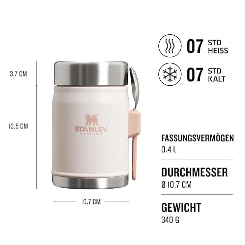 STANLEY Classic Legendary Thermobehälter Für Essen Mit Göffel 400 ml - Hält 7 Stunden Heiß Oder Kalt - Edelstahl Warmhaltebehälter - BPA-Frei - Spülmaschinenfest - Rose Quartz thumbnail 3