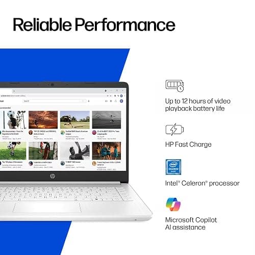 HP 14" Laptop Thin and Light for 2026 Student Business with Office Suite, Copilot AI, Intel CPU Up to 2.8GHz, 8GB RAM, 628GB Storage (128GB SSD+500GB Ext), WiFi 6, Win 11 Pro, MarxsolAccessory, White thumbnail 5