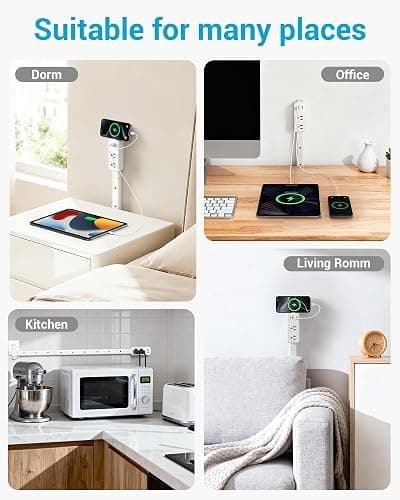 Outlet Extender Stick, 360° Rotatable Modular Plug Expander with 2 AC Outlets, USB-A & USB-C Ports, Free Combination 9” to 36”, Wall Socket Extender for Nightstand, Sofa, Bed, Cabinet, Home & Dorm thumbnail 8