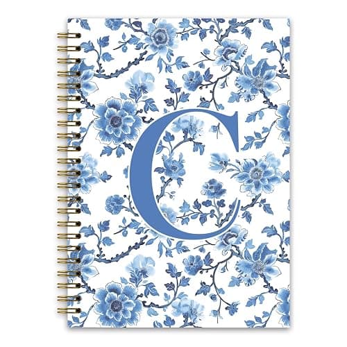 NaZaUK Blue Initial C Custom Notebook Journal, Personalized Teen Girl Gifts, Journal for Teen Girls, Monogrammed Gifts for Women Teen Girls, Custom Journal, College Ruled Spiral Notebook 5.5 x 8.3 - Image 1