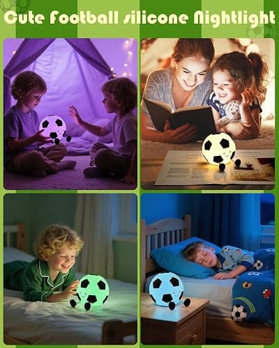 YISUN Soccer Silicone Night Light for Kid, Rechargeable Night Lights with 7 Colors & Timer, Cute Squishy Lamp for Girl Boy Girls, Dimmable LED Light Room Decor Toys thumbnail 9