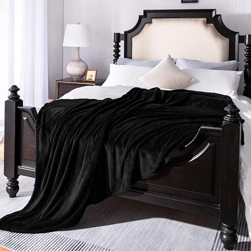 JIAHANNHA Black Throw Blanket Fleece Blanket Throw Size(50 by 60 Inches),Super Soft Cozy Plush Blanket for Couch Sofa Bed,Lightweight Warm Bed Blankets for Adults,All Season thumbnail 4