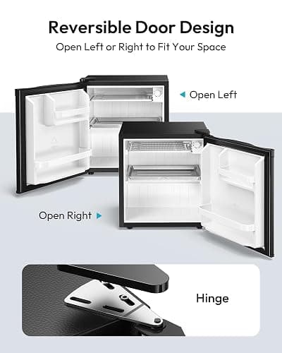 EUHOMY 1.7 Cu.Ft Mini Fridge, Reversible Single Door Compact Refrigerator, Adjustable Thermostat, Energy Saving, Mini Fridge for Bedroom, Office, Dorm, Black thumbnail 7