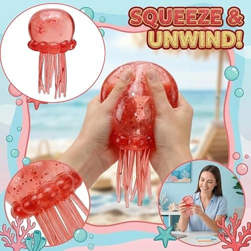 Classic Squishy Fidget Toy, Slow Rise Cute Octopus Stress Ball, Jumbo Size, Anxiety Relief Sensory Toy (02-Watermelon Red) thumbnail 5