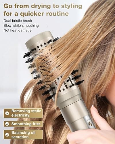 7MAGIC 6 in 1 Multi Hair Styler Dryer Brush, 110,000 RPM High-Speed, Negative Ionic, Fast Drying for Professional Blow Dry, Curling, Volumizing, Straightening and Styling, Gold thumbnail 6