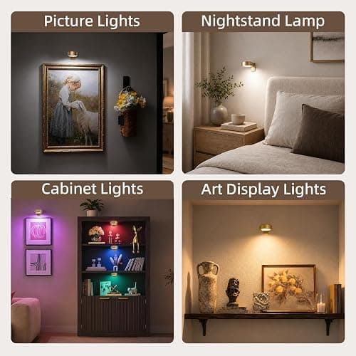 EZVALO Picture Lights for Wall, 2000mAh Rechargeable Battery Magnetic Poster Lights with 3 Color Temps & 12 RGB, Remote Dimmable Timer Painting Light, Wall Decor Light for Art Display, Frame (3 Pack) thumbnail 5