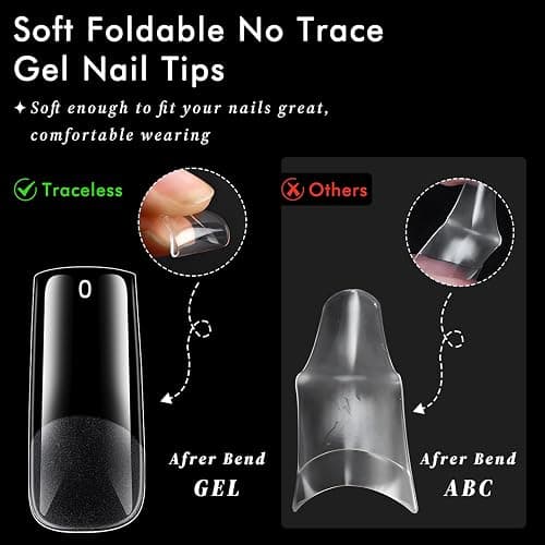 AddFavor Long Square Nail Tips, 300pcs Gel Nail Tips Square Long Fake Nails, Full Cover Clear 15 Size Acrylic Nails Tips for Nail Extensions, Press on Nails Making thumbnail 5