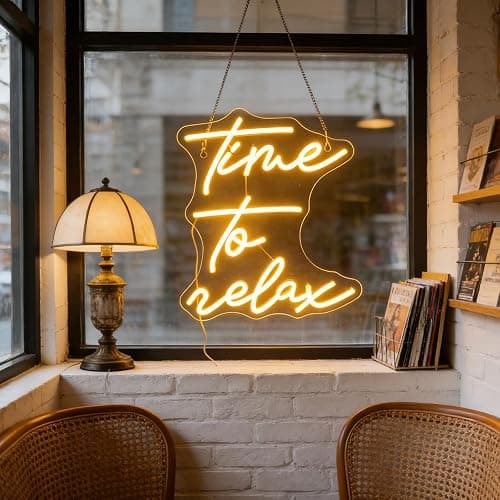Time To Relax LED Sign Decorative Neon Sign for Bedroom Bathroom Lounge Decor Spa Relaxing Wall Art Decorations Christmas Birthday Gifts (Warm white) thumbnail 2