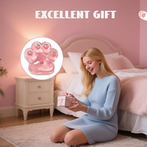 Chicooan Large Cat Paw Taba Squishy Big Squeeze Toys 5-inch Strawberry Pink Cute Fufu Squishy Sensory Stress Relief Fidget Toys for Party Favors Sensory Anxiety Toys for Adults (Strawberry) thumbnail 5