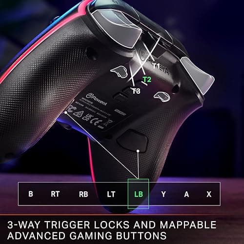 PowerA Advantage Wired Controller for Xbox Series X|S with Lumectra - Black, gamepad, wired video game controller, gaming controller, works with Xbox One and Windows 10/11, officially licensed thumbnail 4
