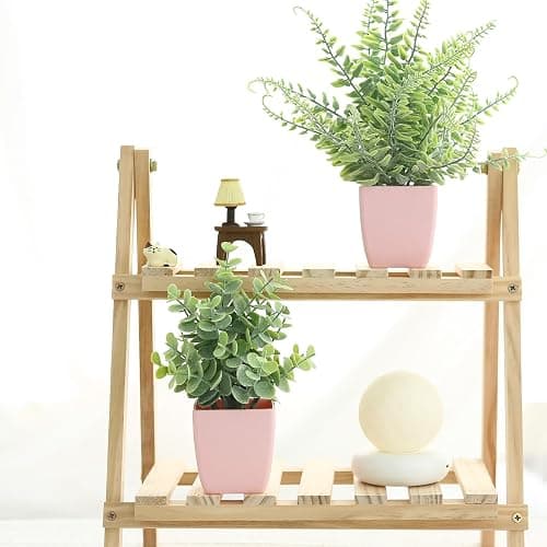 summer flower 2 Pack Small Fake Plants in Pink Pot Artificial Plant Eucalyptus Faux Potted Greenery Wheal Grass for Home Decor Indoor Bathroom Office Desk Shelf Bedroom Kitchen Cabinet Decorations thumbnail 6