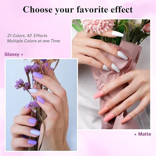 PHOENIXY 24 PCS Gel Nail Polish, Pink Purple 21 Colors Gel Nail Polish Set with Base Glossy Matte Top Coat Black Red Nail Kit Gifts for Women thumbnail 5
