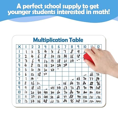 Dry Erase Multiplication Chart Whiteboard, 9" x 12" Multiplication Table Double-Sided Times Table, Math Manipulatives White Board for Kids Students, Classroom and Home, Small White Board Dry Erase thumbnail 5