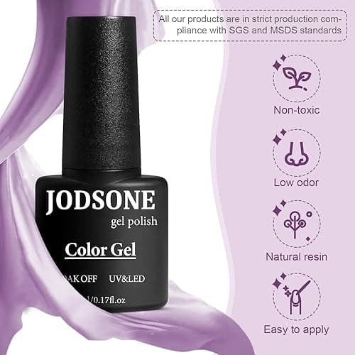 JODSONE Gel Nail Polish Kit 60 PCS with U V Light Soak off Base Top Coat 55 Shine Colors Gel Nail Kit Bright and Dark Brown Wine Red Series Manicure Set for Women and Girls thumbnail 5