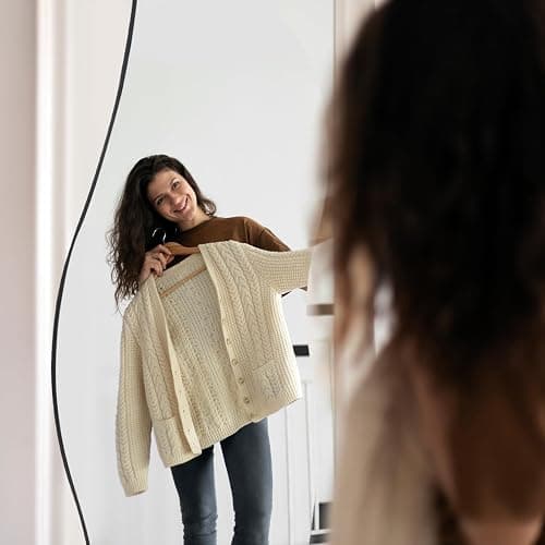 QDSSDECO Full Length Mirror 63"x24" Irregular Wall Mirror Wave Frameless for Living Room Bathroom Bedroom Entryway Decor thumbnail 4