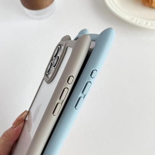 FLIRACON Cute Cat Ears Clear Phone Case Compatible with iPhone Case (Black,for iPhone 15) thumbnail 4