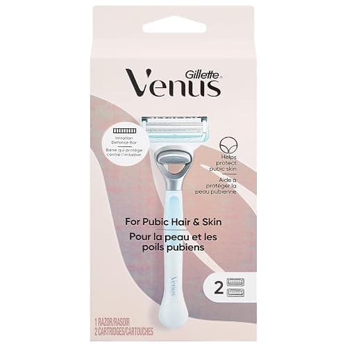 Gillette Venus Intimate Grooming Razors for Women, Bikini Razors for Women, 1 Venus Razor Bikini Trimmer, 2 Razor Blade Refills, Pink, (Package May Vary) - Image 1