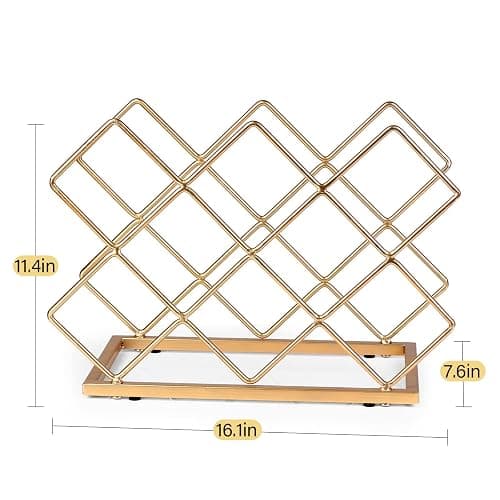 Drincarier Countertop Wine Rack - 10 Bottle Freestanding Modern Gold Metal Small Wine Rack - Tabletop Wine Holder Stand for Cabinet, Pantry, Wine Bottle Storage… thumbnail 3