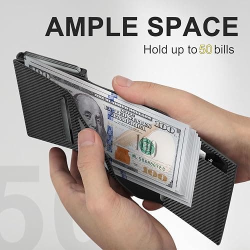 GAOCHALE Wallet for Men Pop up Card Holder, Smart, Slim, Minimalist Design for Front Pocket, Premium RFID Blocking, 10-14 Card Capacity | ID Window | Cash Slot(Carbon) thumbnail 7