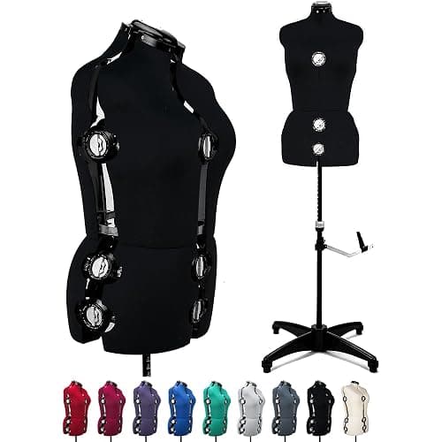 BHD BEAUTY Black 13 Dials Female Fabric Adjustable Mannequin Dress Form for Sewing, Mannequin Body Torso with Tri-Pod Stand, Up to 70" Shoulder Height (Medium) - Image 1