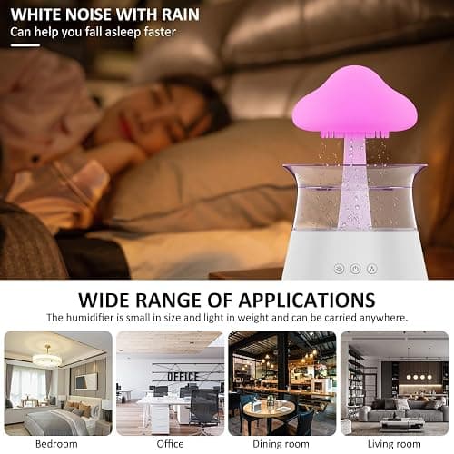 HIERTAOP Rain Cloud Humidifier Water Drip, 2 in 1 Rain Cloud Diffuser, Rain Drop Humidifier, Aromatherapy Essential Oil Diffuser thumbnail 8