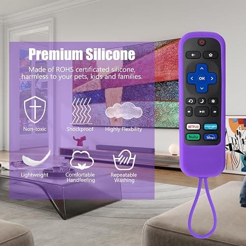 2 Pack Case for Roku Express/Streaming Stick/Premiere - Silicone Remote Cover for TCL Hisense Roku TV Remote Sleeve Skin Smart TV Remote Control Replacement Cover Case(Purple and Rose) thumbnail 6