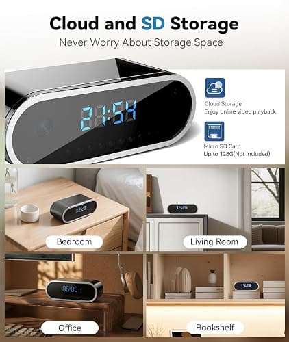 XSHGZ Wireless WiFi Indoor Security Camera with Clock for Home with App Control, Motion Detection, 150° Outdoor Camera with Night Vision & Loop Recording for Office/Shop/Pet/Garage,User-Friendly thumbnail 7