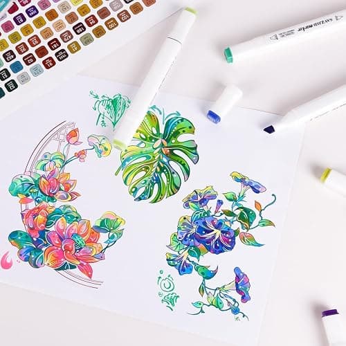 SAVZJSD 120 Colors Alcohol Markers, Dual Tips Alcohol-Based Art Markers for Kids and Adults in Coloring, Painting (Fine & Broad thumbnail 8