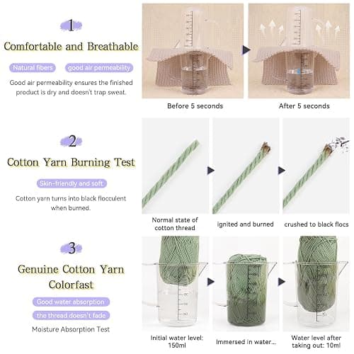 Katech 1OO% Cotton Yarn for Crocheting & Knitting–Baby Cotton Yarn (E) | 12-Color of 137 Yards/1.76 oz Sport Weight CYC #2-Soft & Breathable-Ideal for Dishcloths, Baby Clothes, Potholders & Crafts thumbnail 5