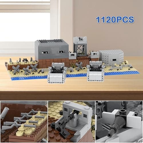 WMBickser 1120 Piece WW2 Landing Craft Battlefield Military Fortresses Building Block Set Toys for Kids.Including Fortresses,Landing Craft, Turrets.The Best Gift for Military Enthusiasts. thumbnail 8