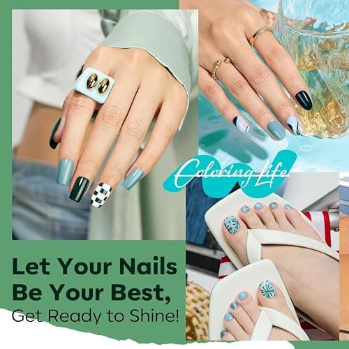 Modelones Blue Green Gel Nail Polish - 6 Colors Misty Gray Dark Green Glitter Gel Polish Kit Sage Green Baby Blue Nail Gel Polish Soak Off UV Gel Nail Lamp Gel Nail Kit DIY Home Nails Manicure Gifts thumbnail 2