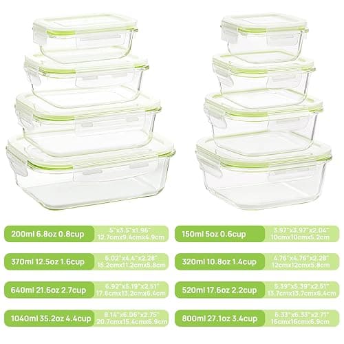 Vtopmart 8 Pack Glass Food Storage Containers with Lids (Grass Green) thumbnail 3