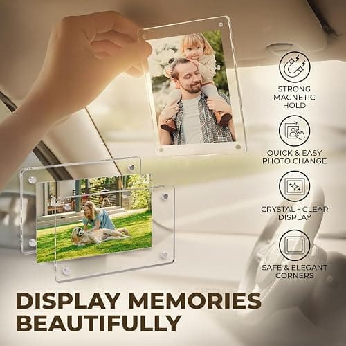 CONEATI 4-Pack Car Picture Holder, Acrylic Car Visor Photo Clips, Personalized Car Accessories Magnetic Car Sunshade Photo Frame for Adding Family or Personal Photos, Gifts thumbnail 2