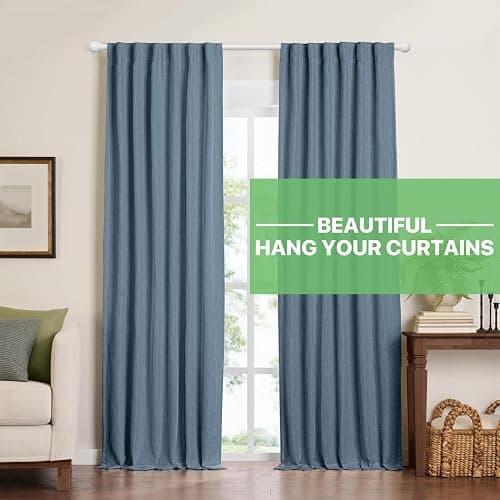 White Curtain Rods 2 Pack, 48 to 88 inch Curtain Rod Set with Brackets, 5/8" Diameter Adjustable Curtain Rod for Bedroom, Living Room, Kitchen thumbnail 3