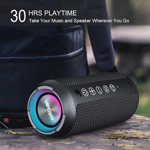 Ortizan Portable Bluetooth Speaker x Stocking Stuffers: IPX7 Waterproof, Wireless, Big Sound, Deep Bass, Dual Pairing, 30H Playtime, White Elephant Gift for Adults Men Women Teen Boys Girls (Black) thumbnail 5