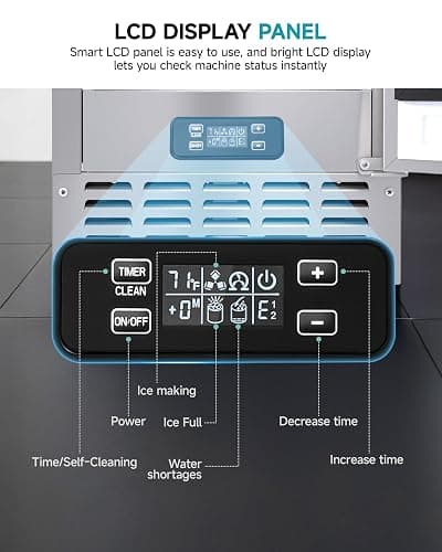 EUHOMY Under Counter Nugget Ice Maker Machine, 70Lbs/Day, Bulit-in Freestanding Ice Maker with Double Ice Baskets, Self-Cleaning & 24H Timer Ice Machine, for Home Use(Silver) thumbnail 4