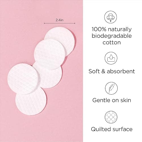 Diane Multi-Layer Cotton Rounds, 300 Count Bulk Pack, 100% Pure Cotton, Premium, Hypoallergenic, Biodegradable, Strong and Durable Makeup and Nail Polish Removal Wipes thumbnail 2