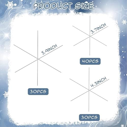 100 Pieces Snowflake Wire Forms Metal Snowflake Bead Wire for Fun Beading Project Christmas DIY Craft Making Supplies Winter Ornament, 3.7/4.3/5.9 Inch thumbnail 2