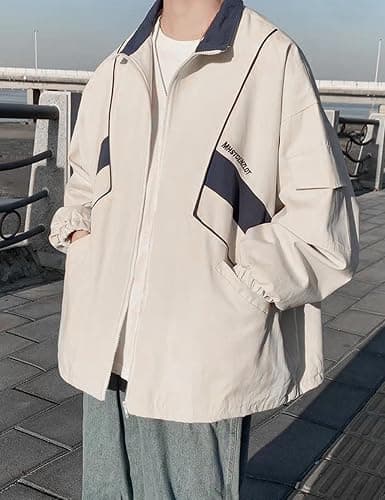 Wyeysyt Women's Y2k Jacket Zip Up Lightweight Windbreaker Jacket Varsity Oversized Sport Jacket Y2k Clothing 90s Jacket thumbnail 4