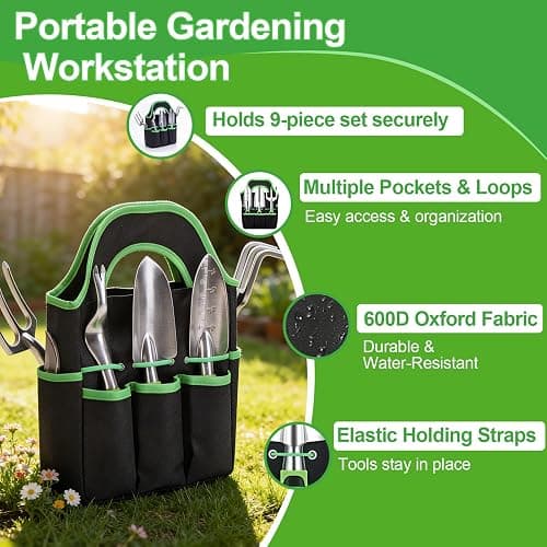 AOZUO Garden Tools Set - Rust-Proof Aluminum Gardening Tools Set with Organizer Handbag, Durable Garden Tool Set - Gardening Gifts for Women and Men thumbnail 5